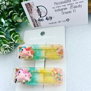 Girls unicorn hair clips